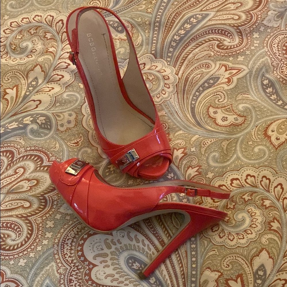 BCBGMaxAzria Orange Stiletto Heels with Slingback